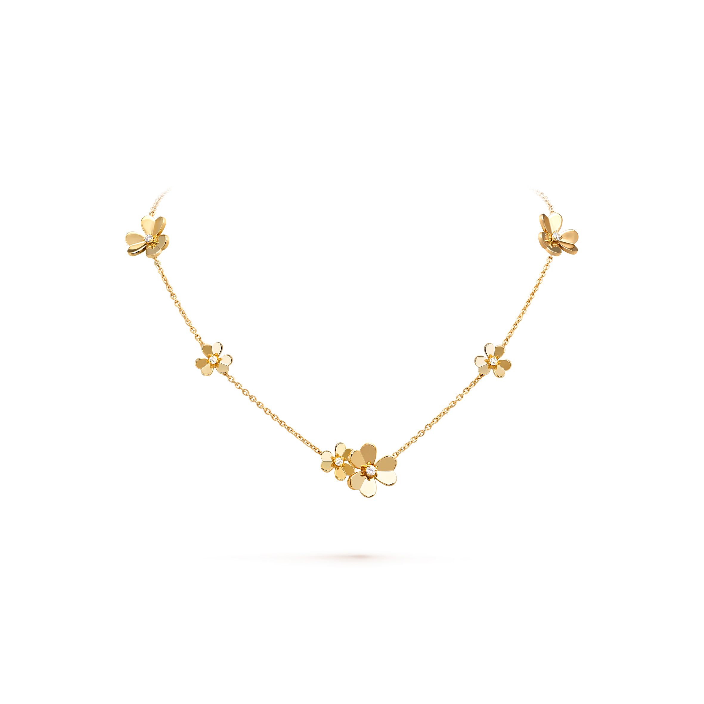 VAN CLEEF ARPELS FRIVOLE NECKLACE, 9 FLOWERS - YELLOW GOLD, DIAMOND  VCARD31500